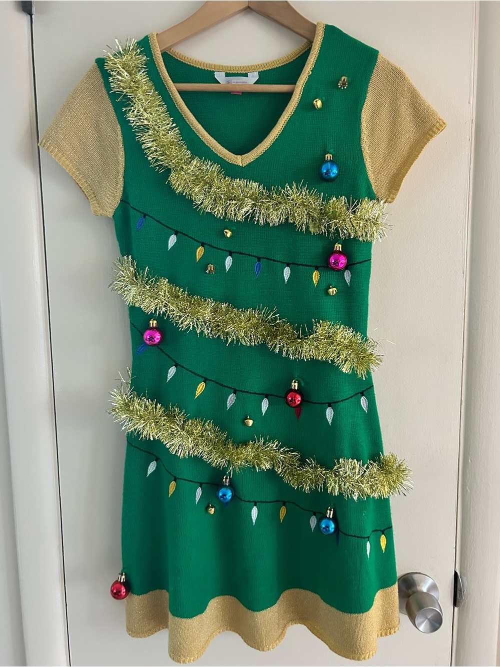 Festive Green & Gold Christmas Tree Dress